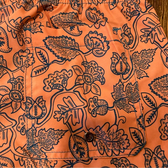 Men’s M Swim Trunks Beach Bros NWT 4 Way Stretch Leafy Floral Tangerine - Picture 10 of 14